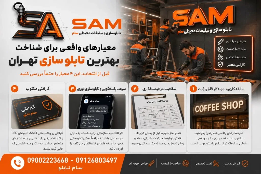 معیارهای واقعی برای شناخت بهترین تابلو سازی تهران