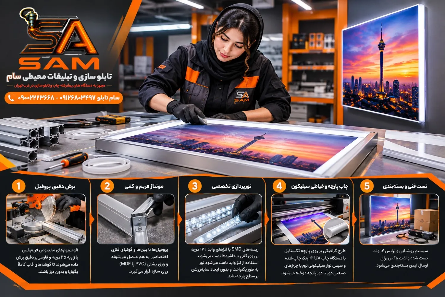 مراحل ساخت لایت باکس فریم لس