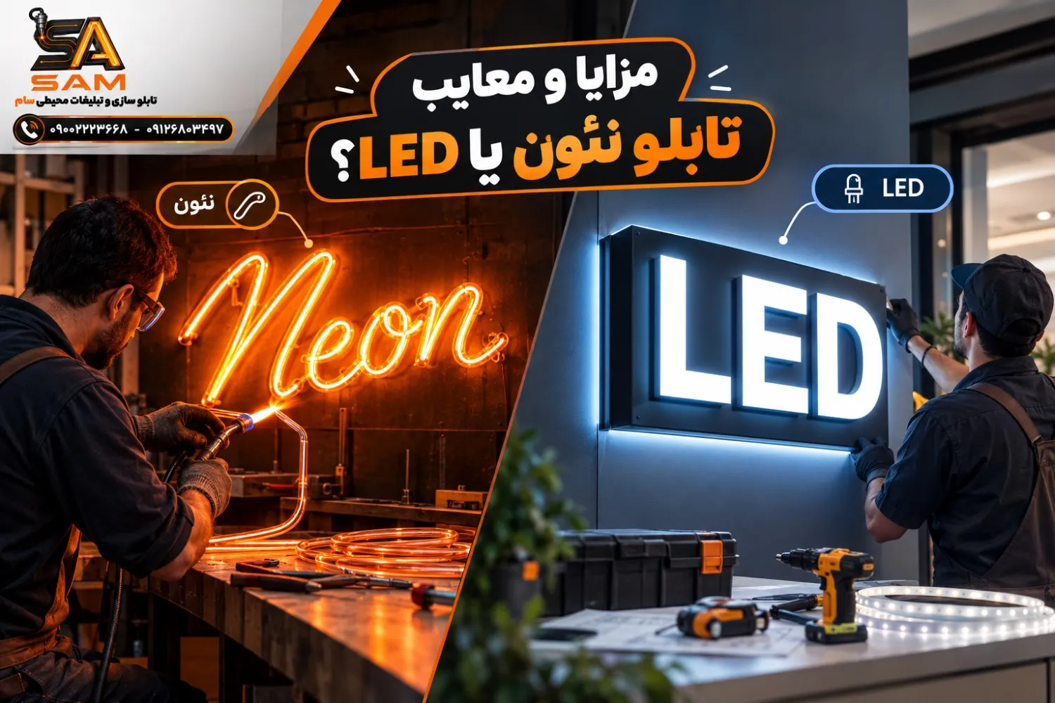 مزایا و معایب تابلو نئون و LED